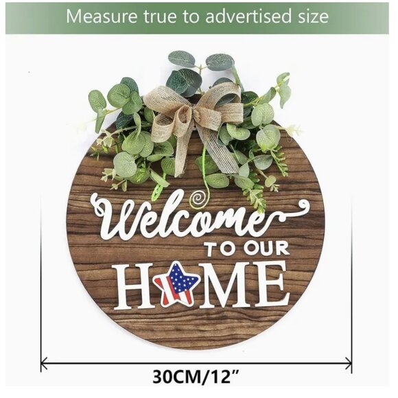 Interchangeable Seasonal Welcome Sign - Rustic Round Wood Wreaths Wall Hanging - Picture 2 of 10